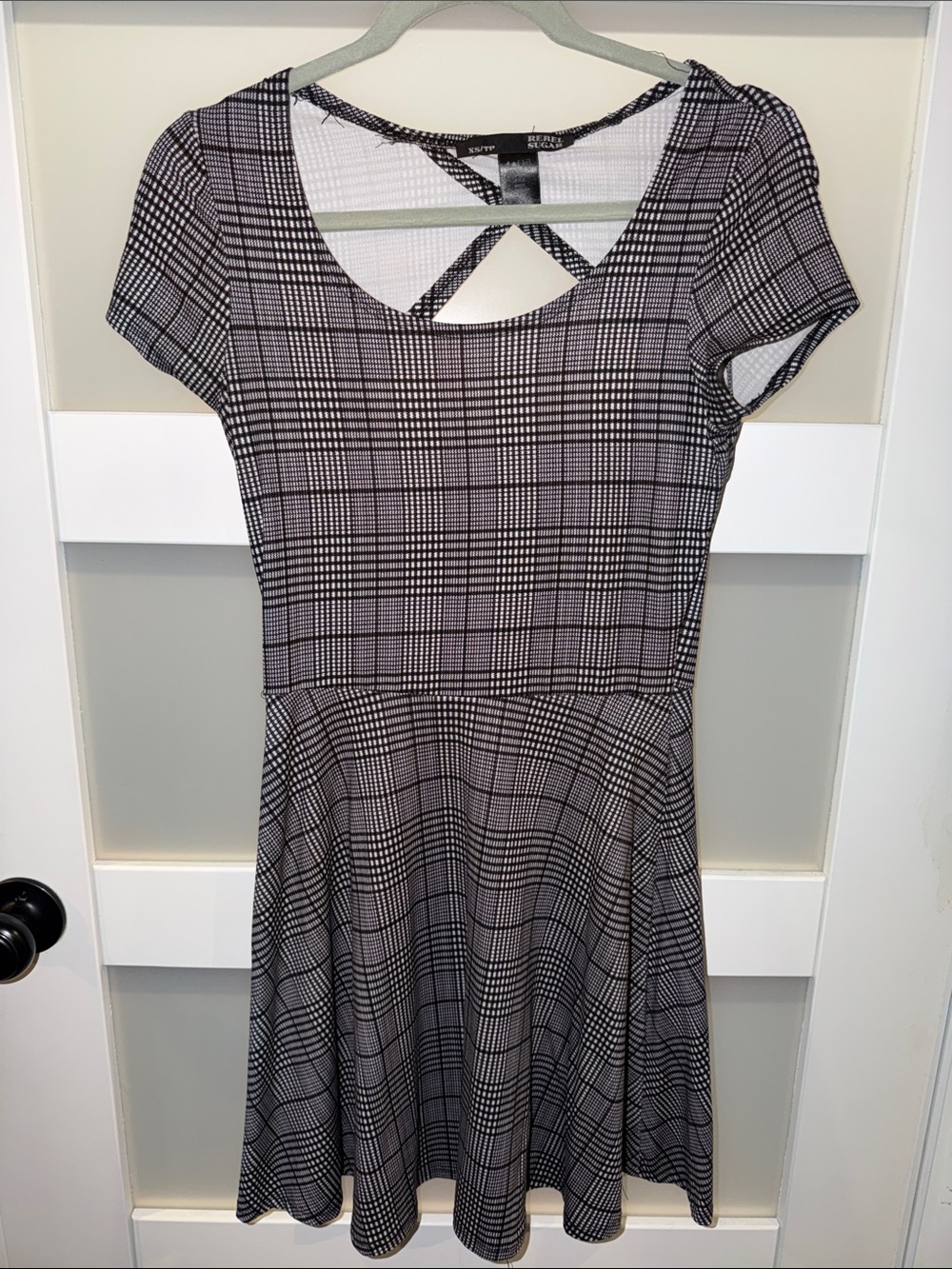 Rebel Sugar Black and White Plaid Fit & Flare Mini Dress